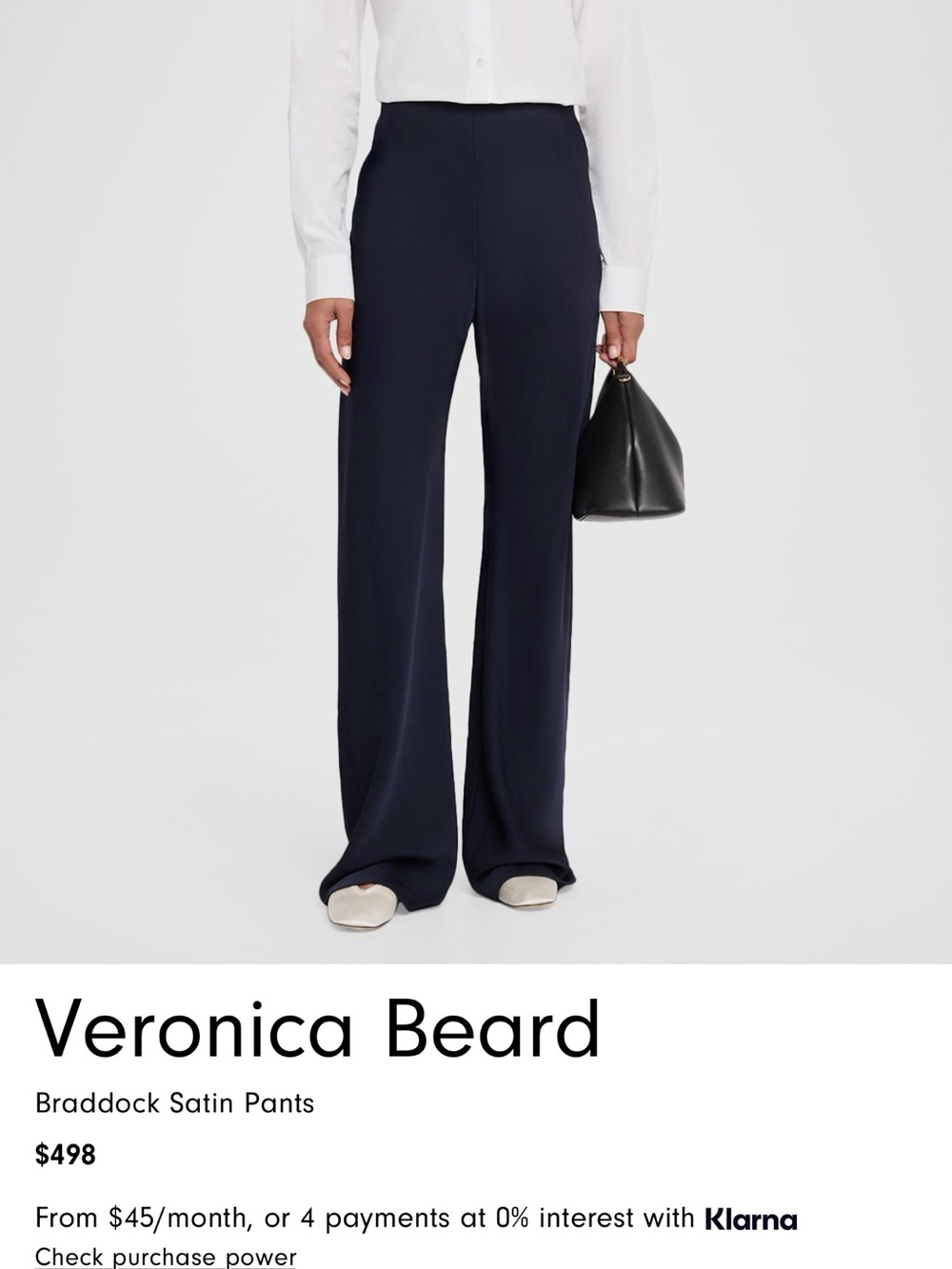 Veronica Beard Braddock Satin Wide-Leg Trousers in Navy